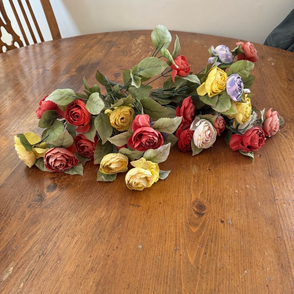 Faux Colorful Flower Bundles Red Purple Roses